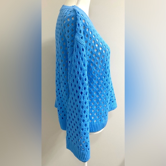 H&M Divided Womens L Solid Blue Crewneck Long Sleeve Lightweight Sweater Classic - Picture 8 of 12